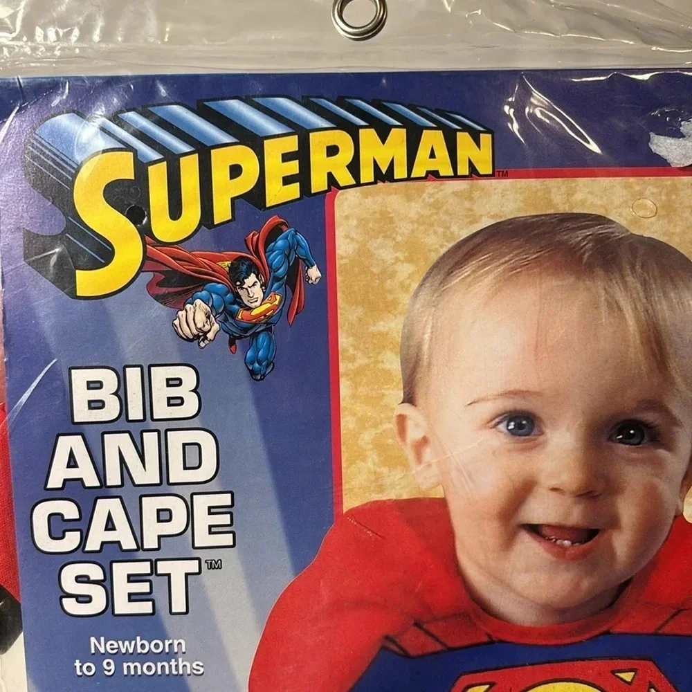 SUPERMAN KIDS COSTUME BIB AND CAPE SET RUBIE'S N-9M 1999 SEALED